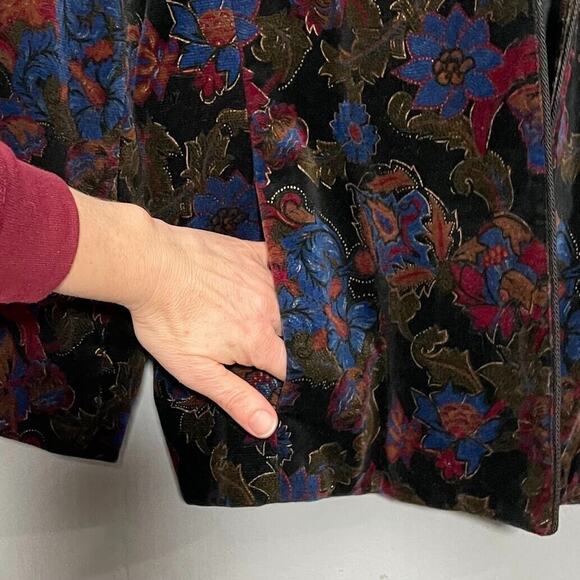 TanJay Dinner Jacket Womens Size 14 Dark Black Velvet Blazer Smoking Whimsigoth - Picture 5 of 12